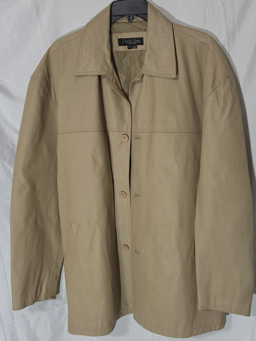 Tan Leather Trench Coat